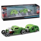 1:64 1936 Pickup green Series Alloy Flat panel Trailer Model Simulation