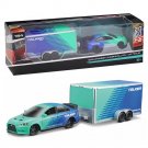 1:64 2008 LancerEvolution green Series Alloy Flat panel Trailer Model Simulation