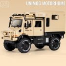 1/28 UNIMOG U4000 Alloy Motorhome Touring white Car Model Offroad Simulation Toy