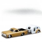 1:64 1967 Chevrolet Alloy Truck Flatbed Transport gold Car Toy Travel Trailer