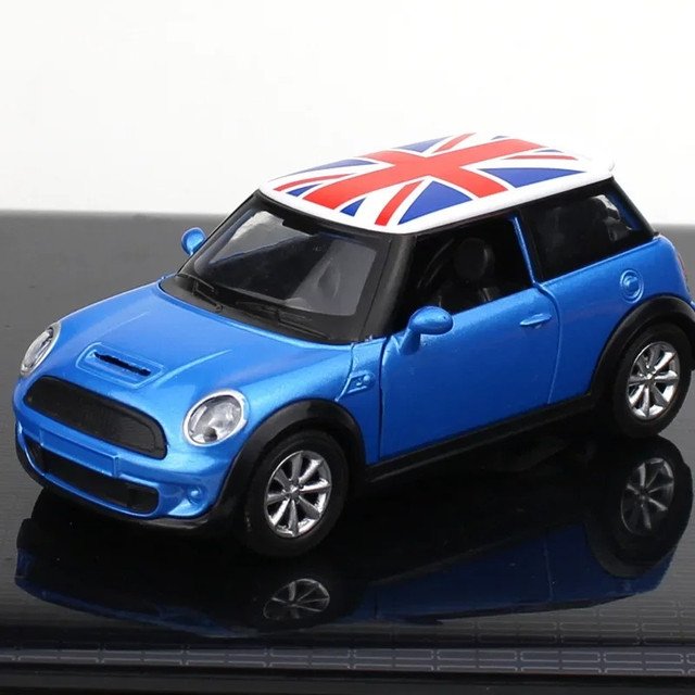 1:36 BMW Mini Cooper Alloy classic Blue car creative Collection Kids Gift Toy