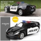 1:36 Porche Corvette Raptor Alloy Police black Car Model Diecast Toy Simulation