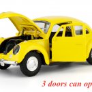 1:36 Volkswagen Beetle Classical 3 doors yellow car Diecast Alloy Toy Pull Back