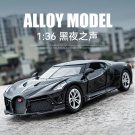 1: 36 Bugatti Night Sound black Car Alloy Model Sound light Echo Collection Toy