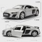 1:36 AUDI R8 Coupe Alloy silver Car Toy Model Diecast Simulation Pull Back