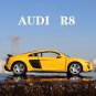 1:36 AUDI R8 Coupe Alloy yellow Car Toy Model Diecast Simulation Pull Back