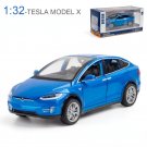 new 1:32 Tesla Model X Blue Car Alloy Six Door Sound And Light Pull Back Toy
