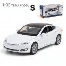 new 1:32 Tesla Model S White Car Alloy Six Door Sound And Light Pull Back Toy