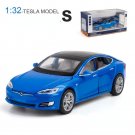 new 1:32 Tesla Model S Blue Car Alloy Six Door Sound And Light Pull Back Toy