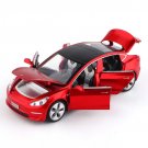 new 1:32 Tesla Model 3 Red Car Alloy Six Door Sound And Light Pull Back Toy