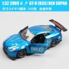 All 1:32 Nissan GTR R35 Blue Car Diecast Metal Alloy Model Toy Gift Collection