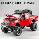 1:32 Ford Raptor F150 red Car Model Pickup Truck Toys Sound Light Pull Back