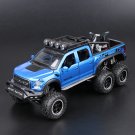 New 1:32 Ford Raptor F150 Big Wheel blue Car Diecast Toy Sound Light Pull Back