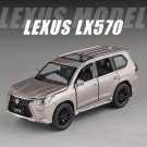 1:32 New Lexus LX570 gold Car With Pull Back Sound Light 6 Open Doors Toy