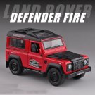 1:32 Land Defender 110 Rover fire orv red car alloy with light and sound toy