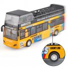 1:32 Double Decker Sightseeing Bus yellow Vehicle Diecast Sound Light Alloy Toy