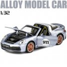 1:32 New 911 Targa 4S Convertible Sports grey Car Diecast Sound Super Racing