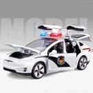 1:32 Tesla Model X Alloy Police white Car Model Diecast Vehicles Sound Light Toy