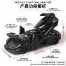1:32 Koenigsegg Jesko Supercar Diecast Alloy black car Model Sound Light Pull Back