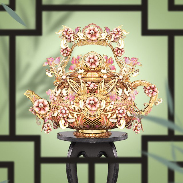 3D Metal Puzzles Model Kits Jade Tea Pot Jigsaw Assembly DIY Set 185pcs
