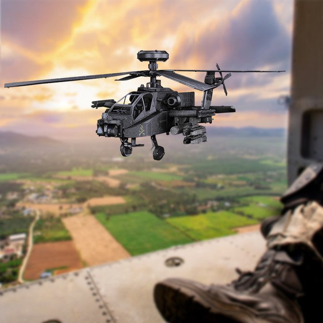Puzzles 3D AH 64 Apache Metal Assembly Model Kits Jigsaw Diy Toys Collection