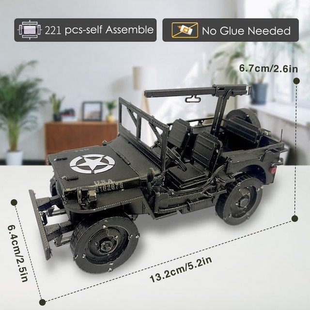 3D Sets Puzzles Metal Willys MB SUV Model Building Kits Creative Toys DIY