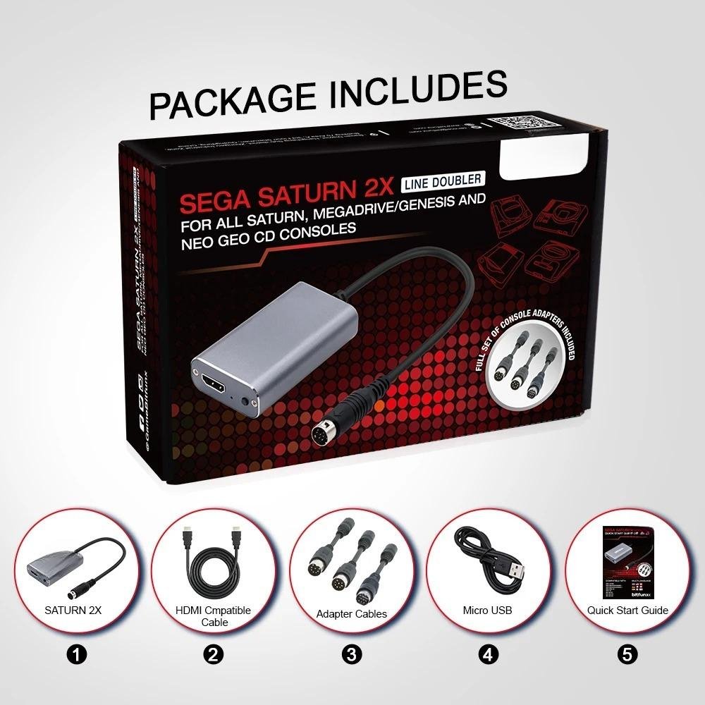 2X LINE DOUBLER Adapter HDMI kit For SEGA Saturn MD Mega Genesis SNK NEO GEO With RGB And Composite 