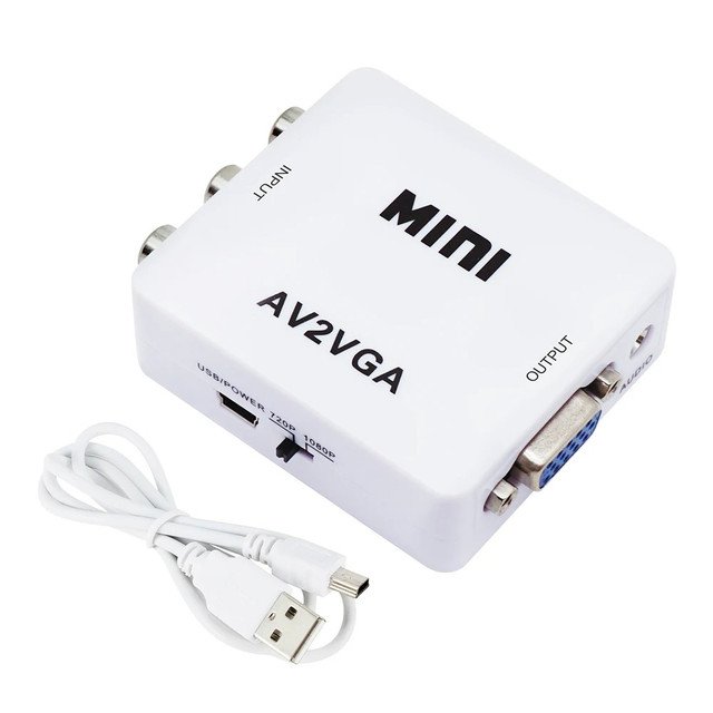 Mini AV2VGA Box Composite Audio and Video CVBS to VGA Converter 720p 1080p Switch For Game Retro Con