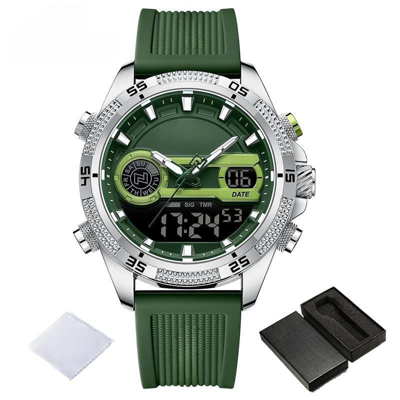 Man Wristwatch LCD Digital Display Quartz Strap Silicone Waterproof SGNGN