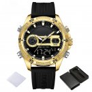 Man Wristwatch LCD Digital Display Quartz Strap Silicone Waterproof GBB