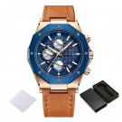 2023 Casual Leather Watch RGBEO for Men Multifunction Waterproof Chronograph