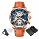 Mens Leather Watch RGBEO Fashion Calendar Waterproof Multi function Six Needle