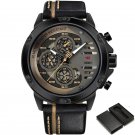 Mens Watches BYBN Water Resistant Genuine Leather Band Luxury Trend Multi Function
