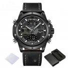 2024 New Watches Male BGYB Dual Display Waterproof Genuine Leather Strap Luminous