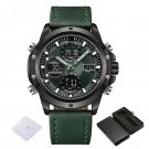2024 New Watches Male BGNGN Dual Display Waterproof Genuine Leather Strap Luminous