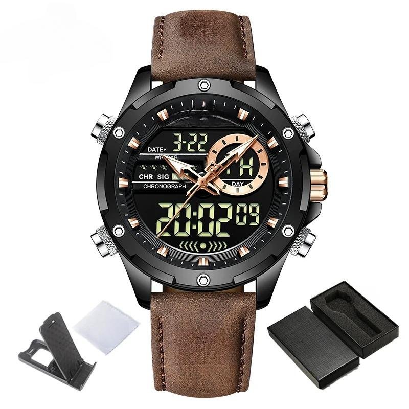New Original Luxury Genuine Leather Men Watches BBDBN 2022 Digital LCD Display