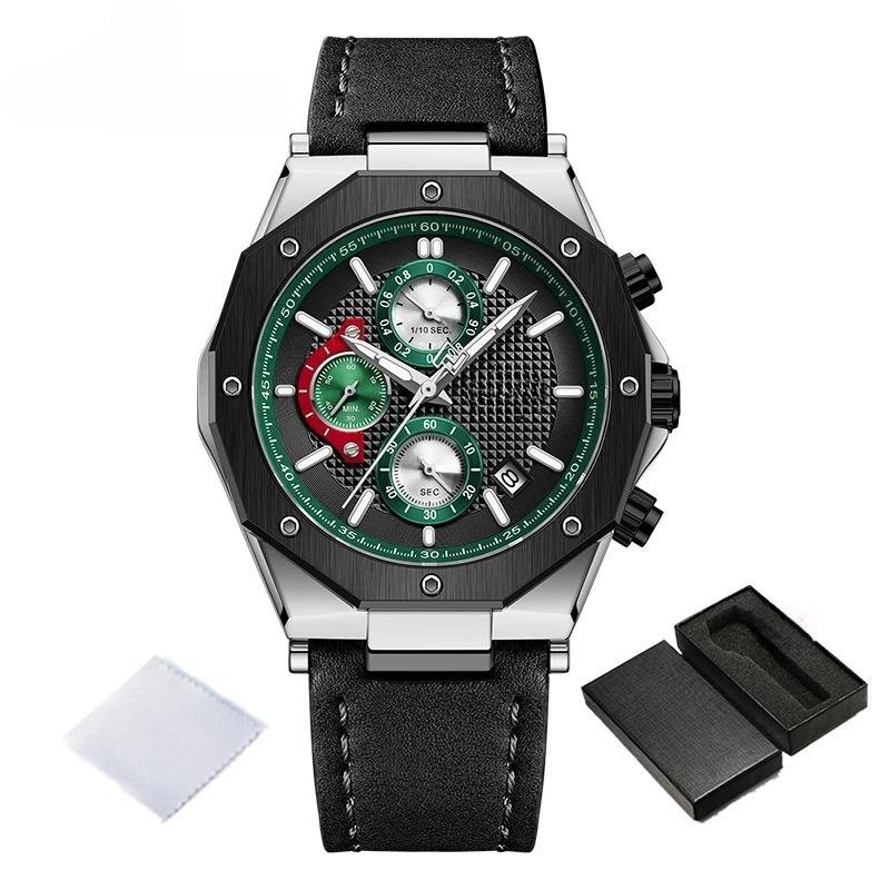 Man Wristwatch SBB Multifunction Genuine Leather Quartz Fashion Wild Waterproof