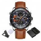 Men Watch SGYOBN Luxury Brand Genuine Leather LED Casual Waterproof Alarm Clock