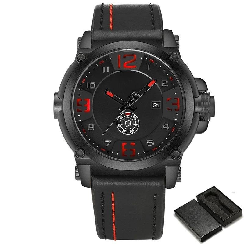 Watches Analog Date BRB for Men Leather Strap Quartz Sport Waterproof