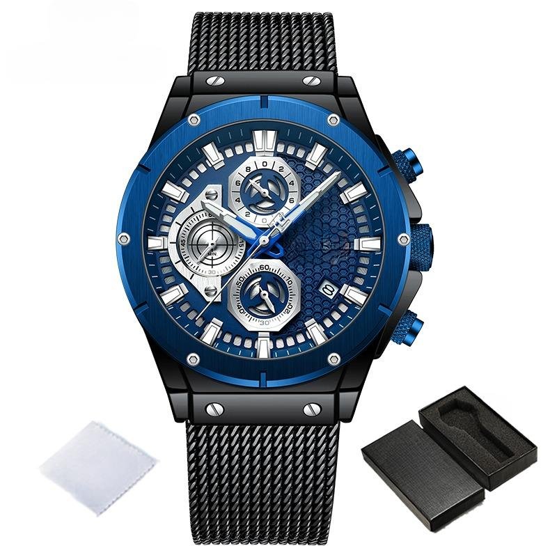 Creative Design Luxury Mens BBE Watch Stainless Steel Water Resistant Casual Mesh
