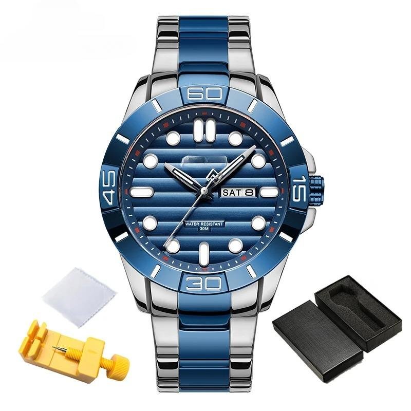New Luxury Calendar Original Watch for Men Stainless Steel SBE with Luminous Hands