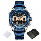 Man Watches RGBE Dual Display Quartz Luminous Sports Steel Band Waterproof