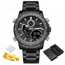 Men Fashion Digital Analog BB Wristwatch Stainless Steel Luminous Chronograph