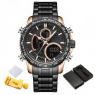 Men Fashion Digital Analog RGB Wristwatch Stainless Steel Luminous Chronograph