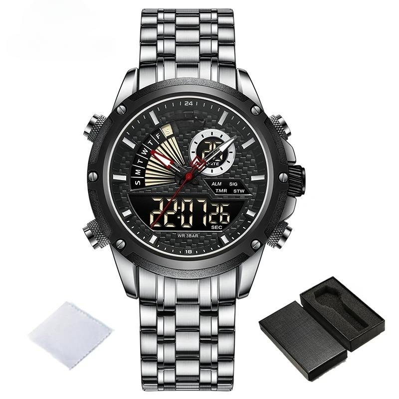 Digital Quartz Multifunction SB Watch Stainless Steel 3ATM Waterproof Luminous