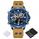 Man Wrist Watches BEBEYBN Casual Water Resistant Genuine Leather LCD Display Analog