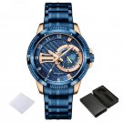 Stainless Steel Watch RGBE for Men Waterproof Quartz Calendar with Luminous Hands