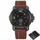 Watches for Men Creative BYBN Leather Strap Waterproof Quartz Sport Analog Date