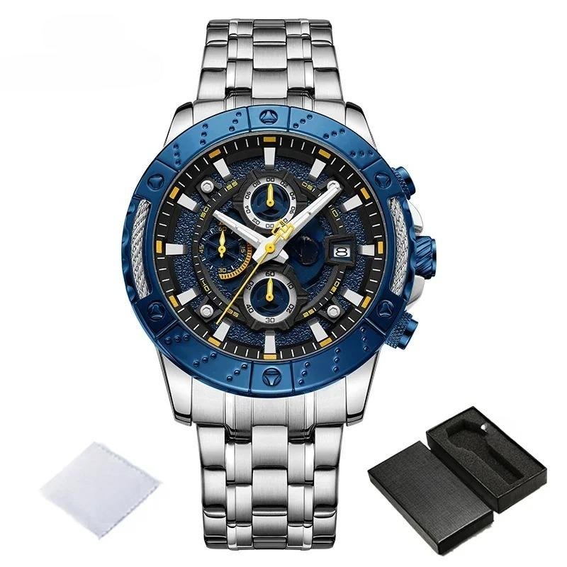 New Trend Mens SYS Watches Wild Quartz Waterproof Chronograph Stainless Steel