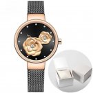 Women Fashion RGBB Watch Mesh Stainless Steel Waterproof Quartz Rose Dial Charming